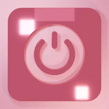 Pink Power button icon isolated on pink background. Start sign. Minimalism .. Illustrazione stock