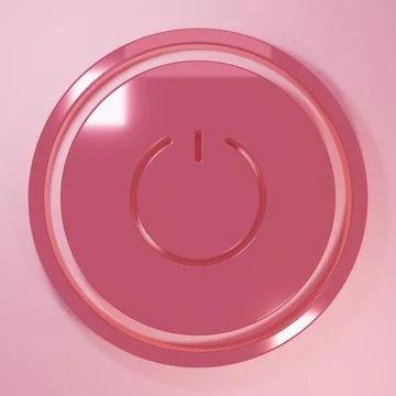 Pink Power button icon isolated on pink background. Start sign. Minimalism .. Stock Illustration