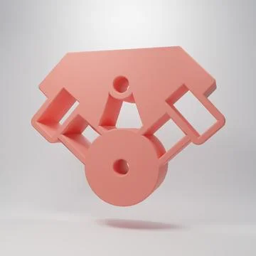 Pink Power car engine icon isolated on pink background. Minimalism concept... Stock Illustration