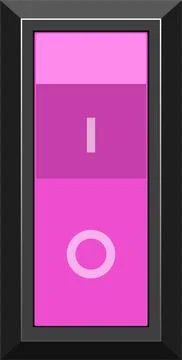 A pink power switch with a gray border is in the "on" position, ready to ac.. Stock Illustration