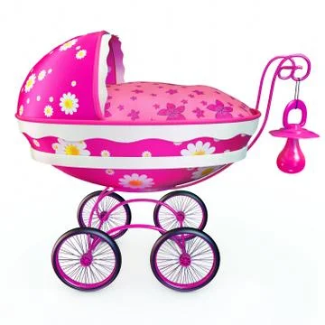 Pink pram 3d Stock Illustration