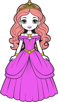 Pink Princess Character Stock Illustration