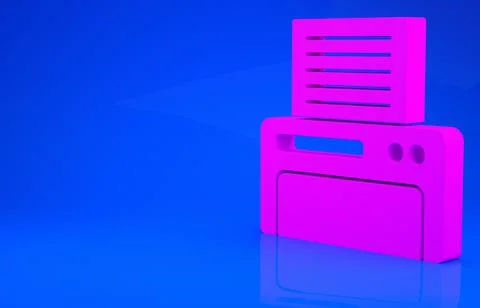 Pink Printer icon isolated on blue background. Minimalism concept. 3d illustr イラスト素材