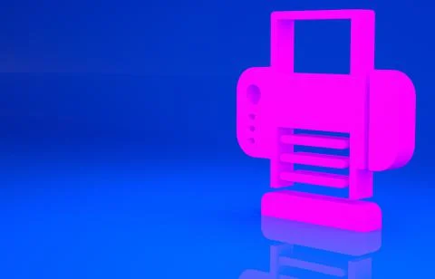 Pink Printer icon isolated on blue background. Minimalism concept. 3d illustr イラスト素材