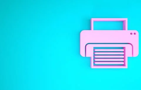 Pink Printer icon isolated on blue background. Minimalism concept. 3d illustr イラスト素材