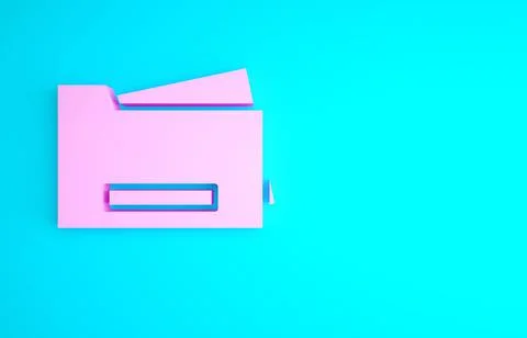 Pink Printer icon isolated on blue background. Minimalism concept. 3d illustr Stock Illustration
