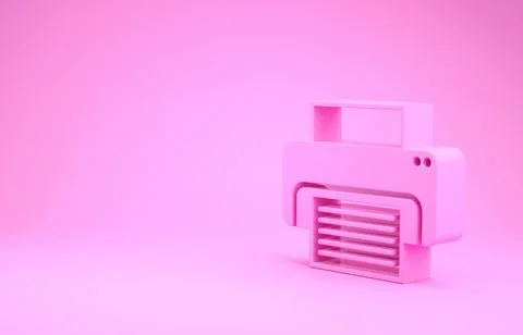 Pink Printer icon isolated on pink background. Minimalism concept. 3d illustr イラスト素材