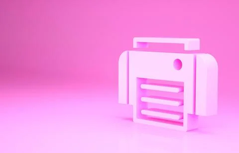 Pink Printer icon isolated on pink background. Minimalism concept. 3d illustr 스톡 일러스트