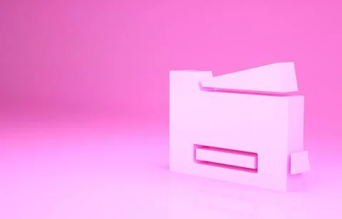 Pink Printer icon isolated on pink background. Minimalism concept. 3d illustr 스톡 일러스트