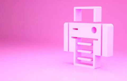 Pink Printer icon isolated on pink background. Minimalism concept. 3d illustr 스톡 일러스트