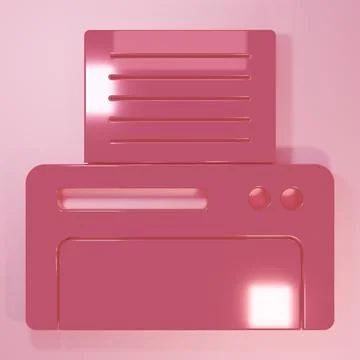 Pink Printer icon isolated on pink background. Minimalism concept. 3D rende.. イラスト素材