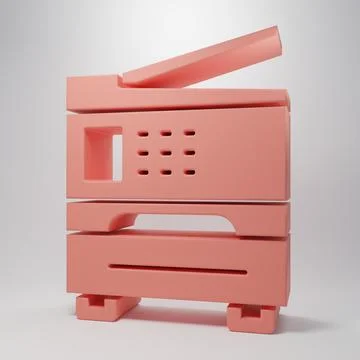Pink Printer icon isolated on pink background. Minimalism concept. 3D rende.. Illustrazione stock