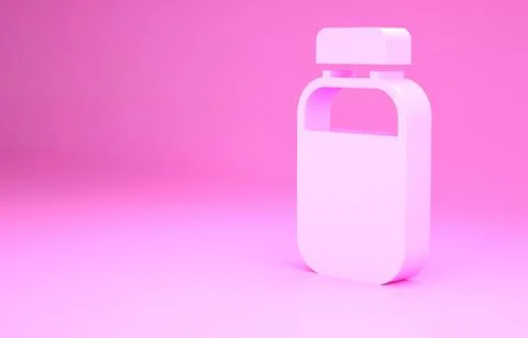 Pink Printer ink bottle icon isolated on pink background. Minimalism concept. Illustrazione stock