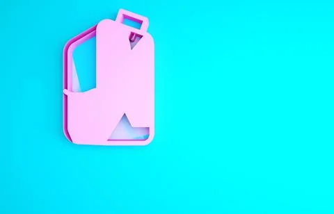 Pink Printer ink bottle icon isolated on blue background. Minimalism concept. Illustrazione stock