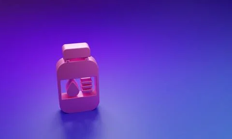 Pink Printer ink bottle icon isolated on purple-blue background. Minimalism.. Illustrazione stock