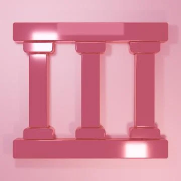 Pink Prison window icon isolated on pink background. Minimalism concept. 3D.. Stock Illustration