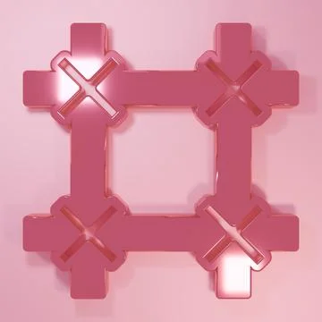 Pink Prison window icon isolated on pink background. Minimalism concept. 3D.. Stock Illustration
