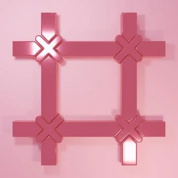 Pink Prison window icon isolated on pink background. Minimalism concept. 3D.. Stock Illustration