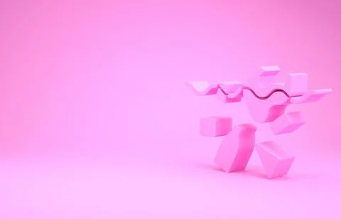 Pink The problem of pollution of the ocean icon isolated on pink background.  Stock Illustration