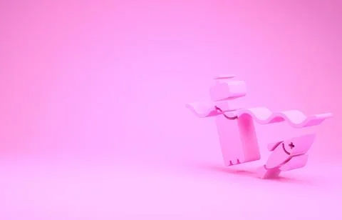 Pink The problem of pollution of the ocean icon isolated on pink background.  Stock Illustration