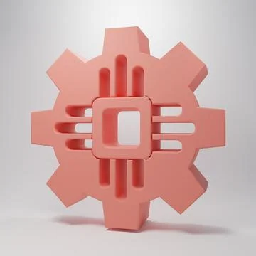 Pink Processor icon isolated on pink background. CPU, central processing un.. イラスト素材