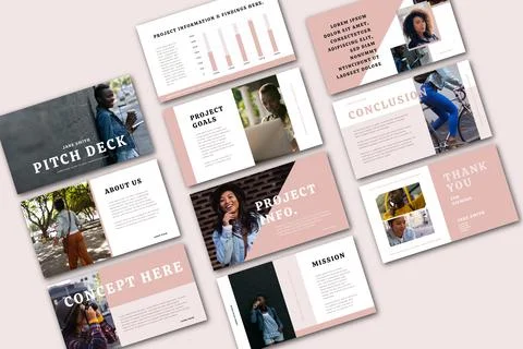 Pink Project Pitch Presentation Set Stock Illustration