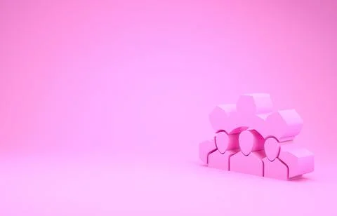 Pink Project team base icon isolated on pink background. Business analysis an Stock Illustration