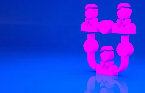 Pink Project team base icon isolated on blue background. Business analysis an Illustrazione stock