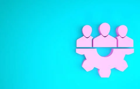 Pink Project team base icon isolated on blue background. Business analysis an Stock Illustration