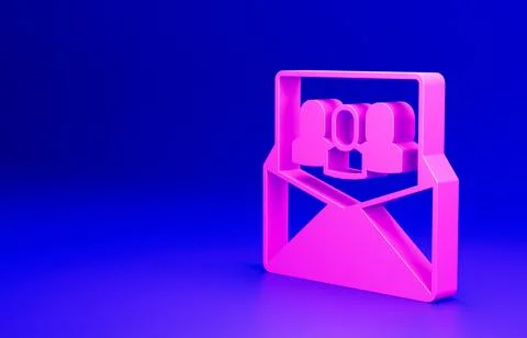 Pink Project team base icon isolated on blue background. Business analysis and Stock Illustration