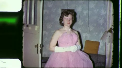 Pink PROM GOWN Pretty Girl Formal High School 1960s Vintage Film Home Movie 3355 Stock Footage