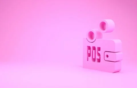 Pink Proof of stake icon isolated on pink background. Cryptocurrency economy  库存插图