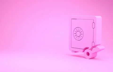 Pink Proof of stake icon isolated on pink background. Cryptocurrency economy  库存插图