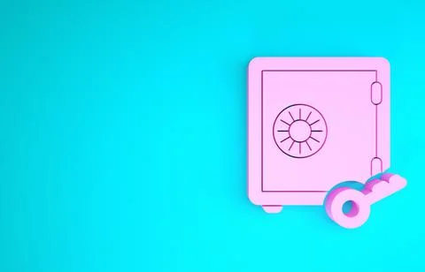 Pink Proof of stake icon isolated on blue background. Cryptocurrency economy  库存插图