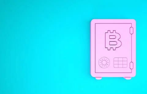 Pink Proof of stake icon isolated on blue background. Cryptocurrency economy  库存插图