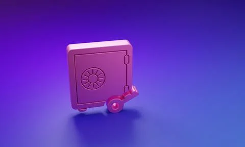 Pink Proof of stake icon isolated on purple-blue background. Cryptocurrency.. Illustrazione stock