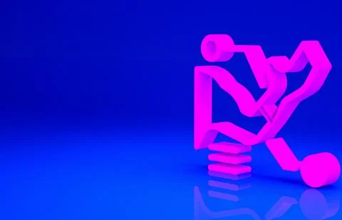 Pink Prosthesis hand icon isolated on blue background. Futuristic concept of  Illustrazione stock