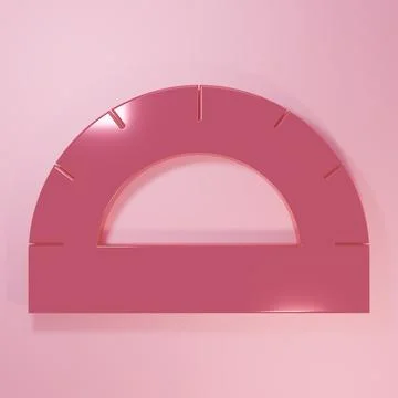 Pink Protractor grid for measuring degrees icon isolated on pink background.. Stock Illustration