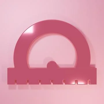 Pink Protractor grid for measuring degrees icon isolated on pink background.. Stock Illustration
