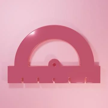 Pink Protractor grid for measuring degrees icon isolated on pink background.. Stock Illustration