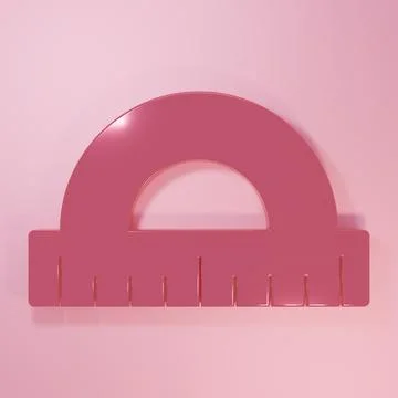 Pink Protractor grid for measuring degrees icon isolated on pink background.. 스톡 일러스트