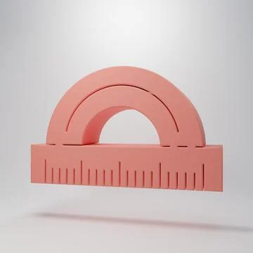 Pink Protractor grid for measuring degrees icon isolated on pink background.. 스톡 일러스트