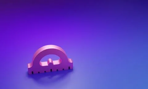 Pink Protractor grid for measuring degrees icon isolated on purple-blue bac.. Stock Illustration