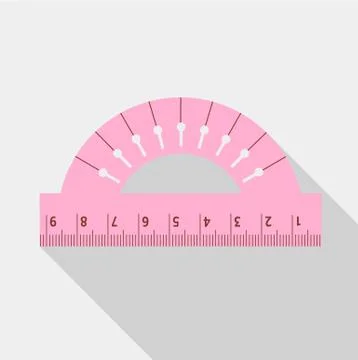 Pink protractor icon, flat style Stock Illustration