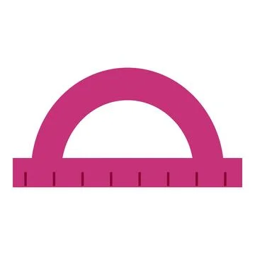 Pink protractor measuring angles for geometry class Stock Illustration