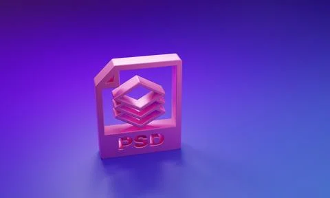 Pink PSD file document. Download psd button icon isolated on purple-blue ba.. Stockillustratie