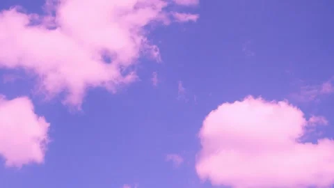 Pink Puffy Clouds Beautiful Sunset Lilac Blue Sky in Sunlight  Time Lapse Clouds Stock-Footage 309808199