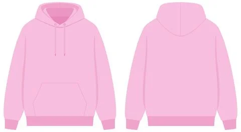 Pink Pullover Hoodie Vector Illustration Front and Back View Ilustración de archivo