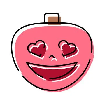 Pink pumpkin jack o lantern with heart eyes Stock Illustration