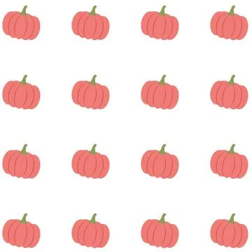 Pink pumpkins seamless pattern on white background. Stock Illustration